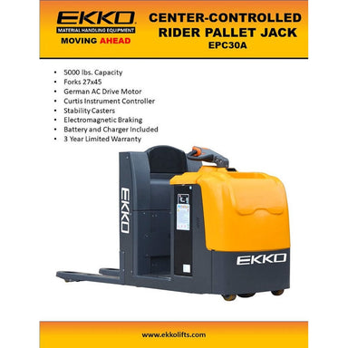 EKKO Center-Controlled Rider Pallet Jack Specifications