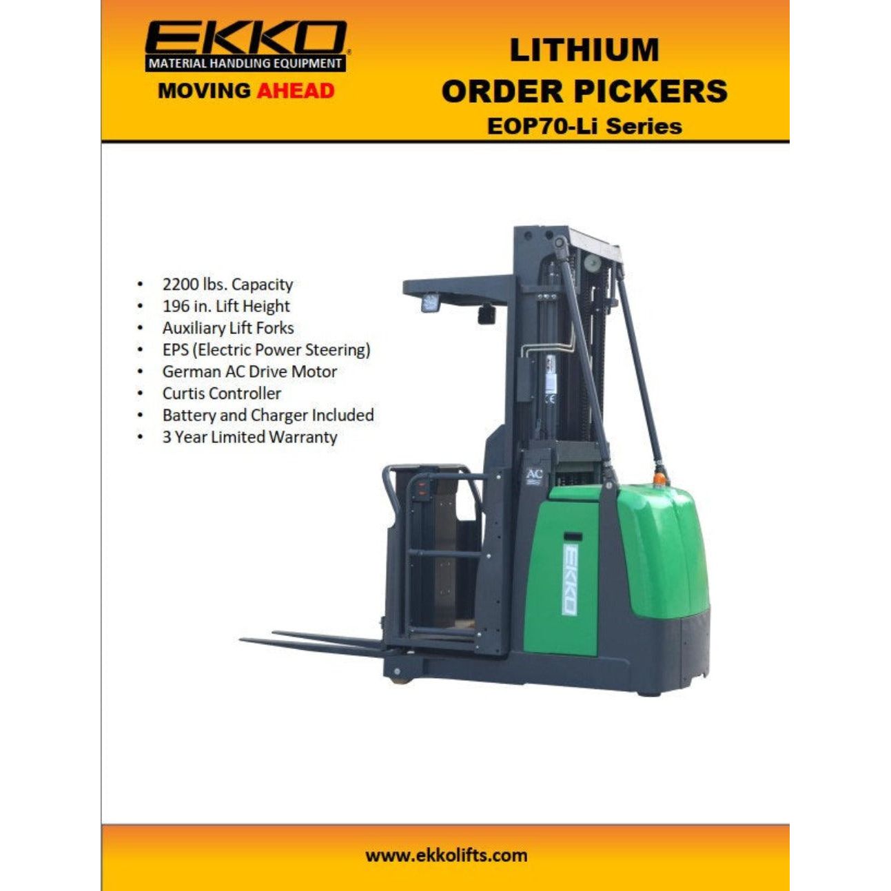 EKKO Electic Mid-Level Order Picker Features