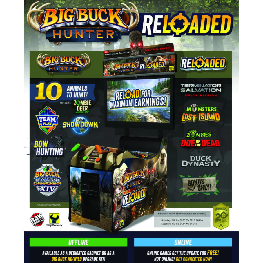 Raw Thrills Big Buck Hunter Reloaded Panorama Arcade Game