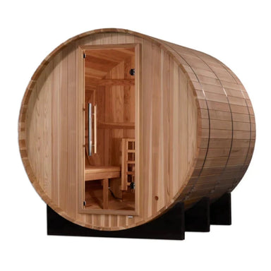 Golden Designs Arosa 4 Person GDI-B004-01 Barrel Traditional Sauna - Pacific Cedar Right Exterior View