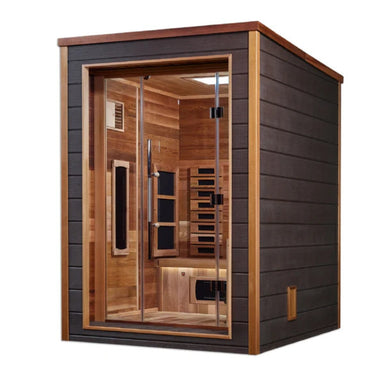 Golden Designs Nora 2 Person Outdoor-Indoor PureTech™ Hybrid Full Spectrum Sauna Side View