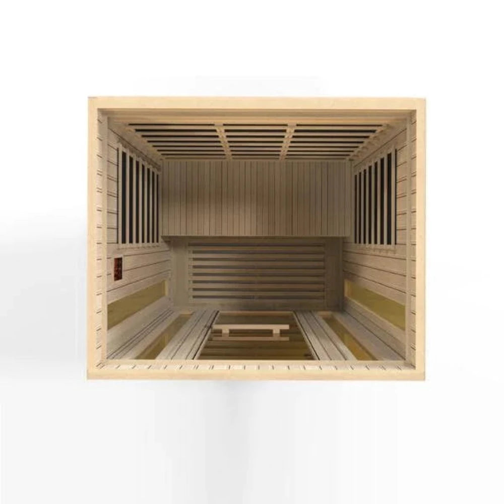 Golden Designs Maxxus "Trinity" Dual Tech 3 person Low EMF FAR Infrared Sauna Canadian Hemlock Top Interior View