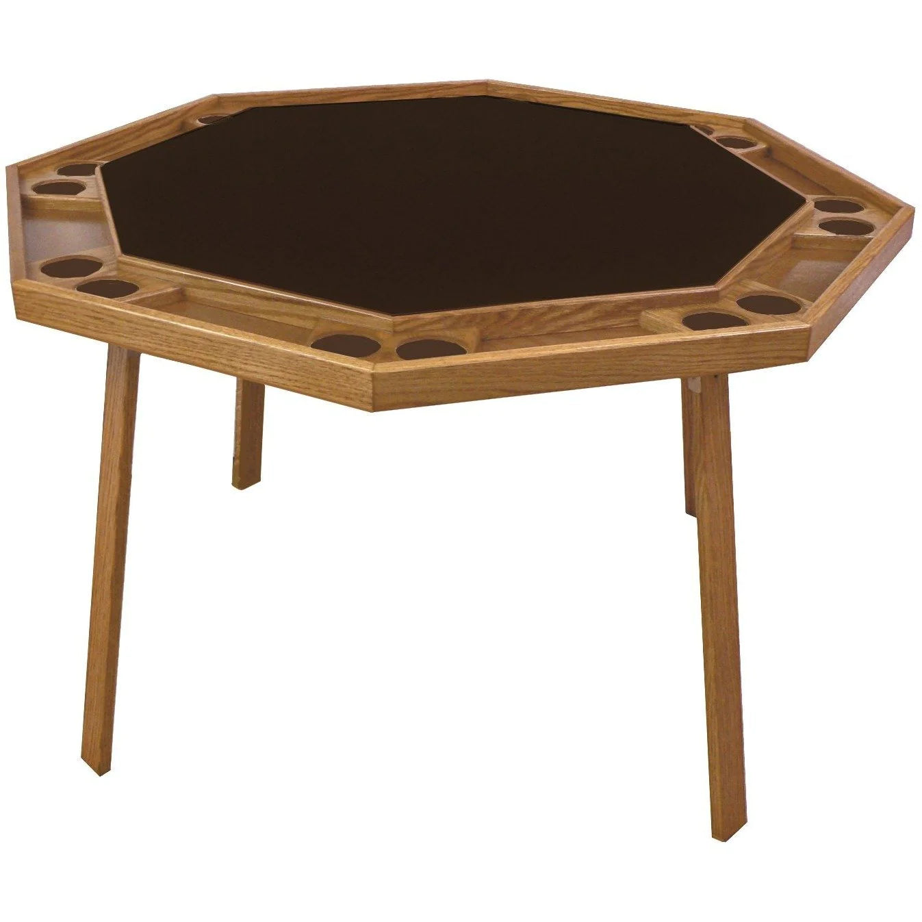 Kestell 52" Oak Octagon Folding Poker Table 8 Person